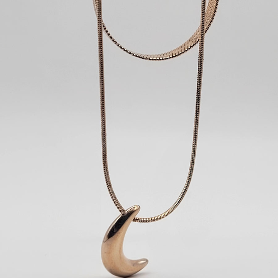 Double Chain With Moon Pandent