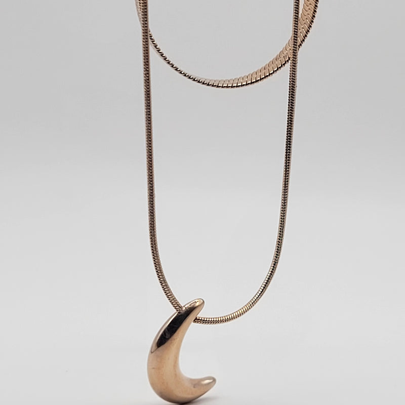 Double Chain With Moon Pandent