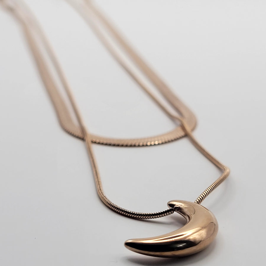 Double Chain With Moon Pandent