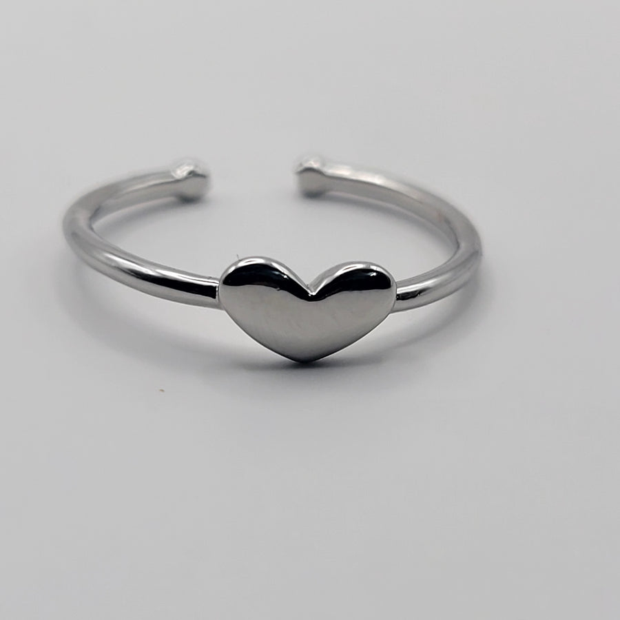 Adjustable Solid Heart Ring