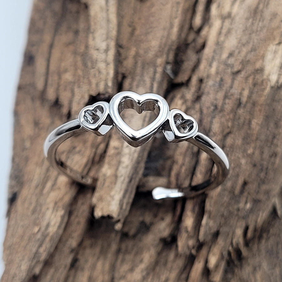 Adjustable Triple Heart Ring
